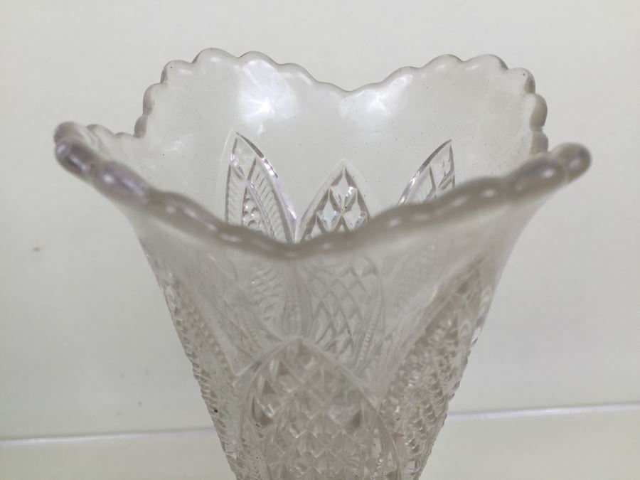 Pair Of Tall Cut Glass Vases [Photo 2]