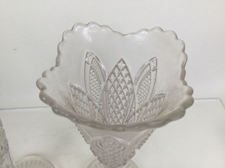 Pair Of Tall Cut Glass Vases [Photo 7]