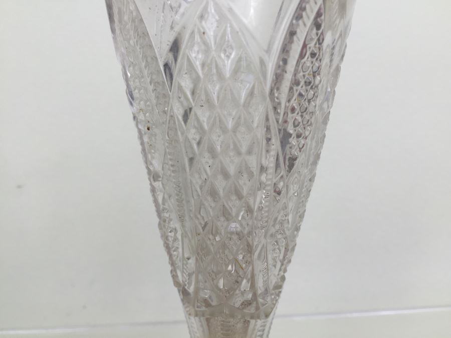 Pair Of Tall Cut Glass Vases [Photo 5]