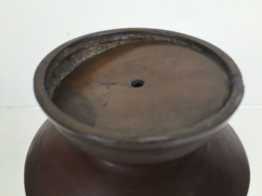 Heavy Bronze Bas-Relief Lamp Base With Bird And Floral Motif [Photo 16]