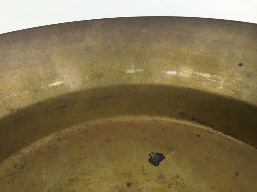 Large Hand Made Brass Bowl With Pair Of Candlestick Holders [Photo 6]