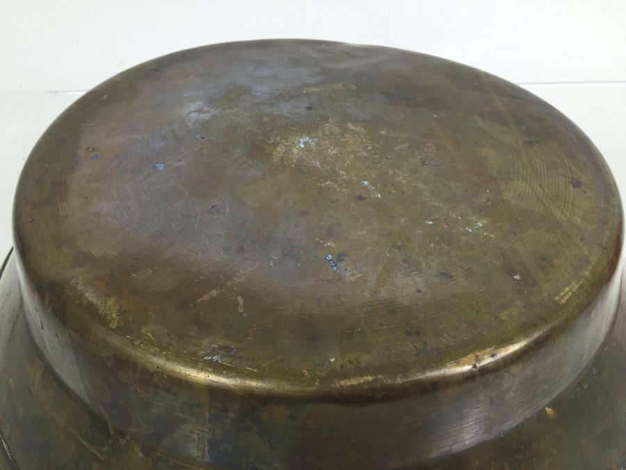 Large Hand Made Brass Bowl With Pair Of Candlestick Holders [Photo 10]