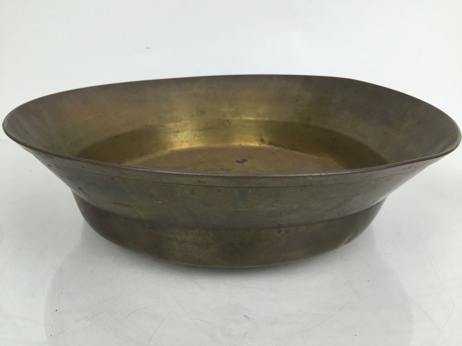 Large Hand Made Brass Bowl With Pair Of Candlestick Holders [Photo 8]