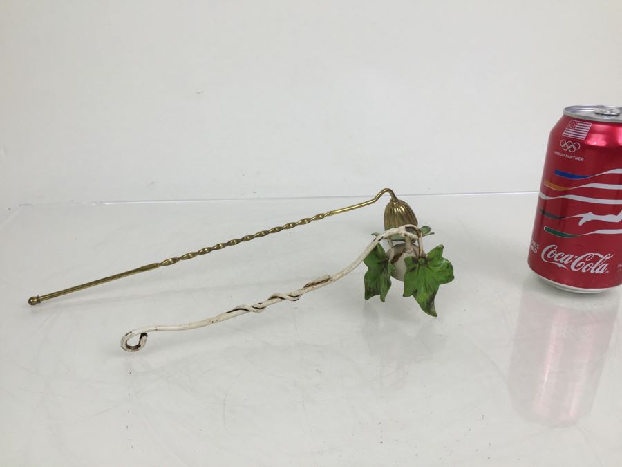 Vintage Italian Hand Painted Vine Motif Candle Snuffer And Japanese Brass Candle Snuffer [Photo 1]