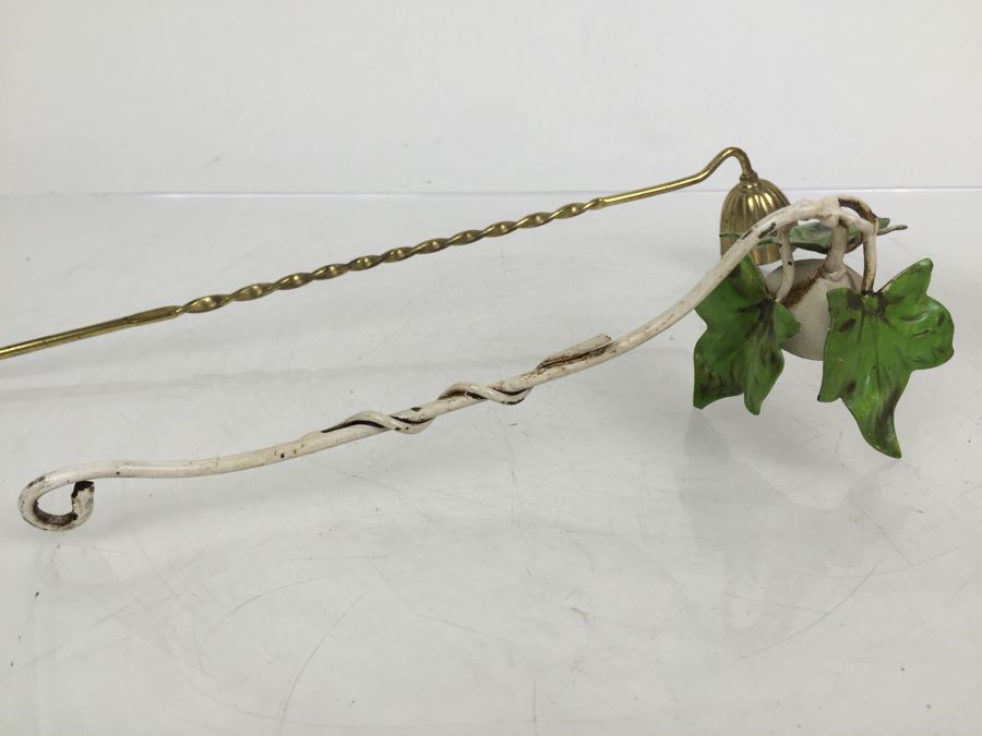 Vintage Italian Hand Painted Vine Motif Candle Snuffer And Japanese Brass Candle Snuffer [Photo 4]