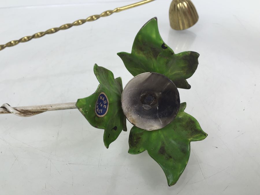 Vintage Italian Hand Painted Vine Motif Candle Snuffer And Japanese Brass Candle Snuffer [Photo 6]