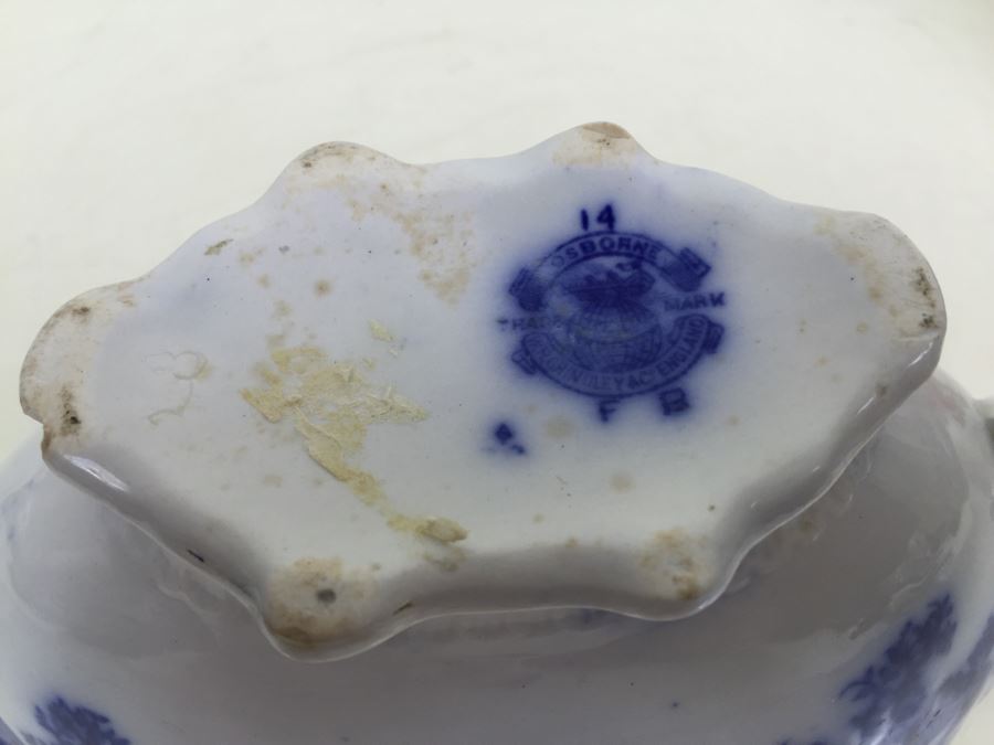 Flow Blue China Lot With Plates & Gravy Boat Featuring Wedgwood And Grindley England [Photo 21]