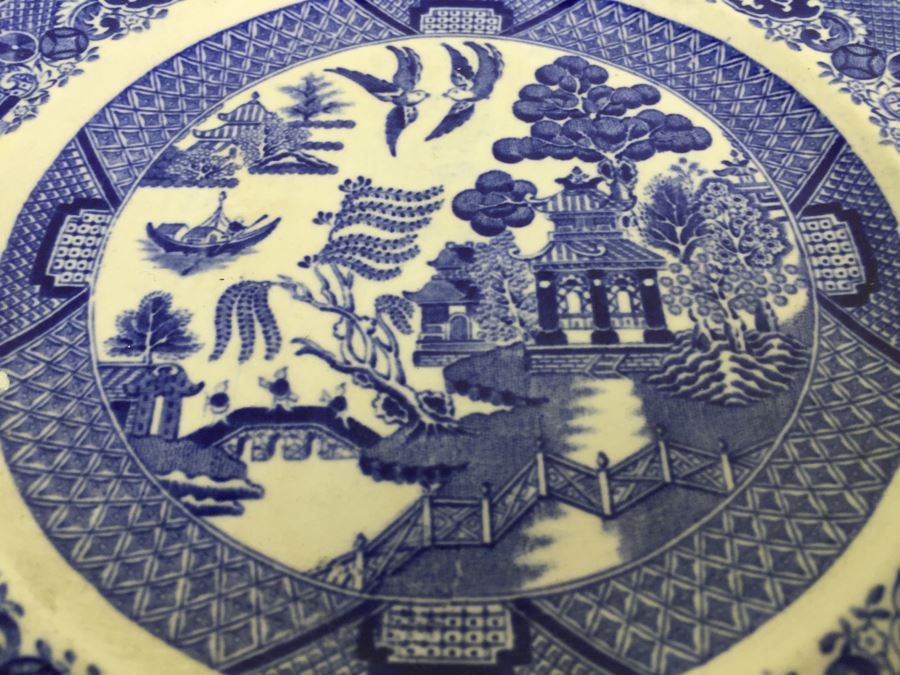 Antique Semi-Vitreous Buffalo Pottery Blue Willow Plate And Bowl Lot Dated 1907, 1909 & 1911 [Photo 12]