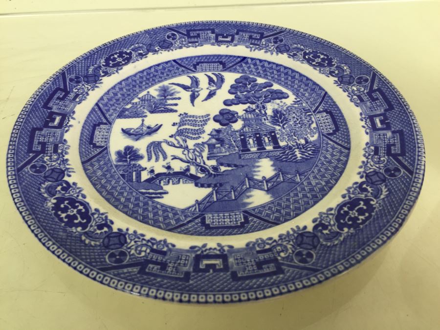 Antique Semi-Vitreous Buffalo Pottery Blue Willow Plate And Bowl Lot Dated 1907, 1909 & 1911 [Photo 19]