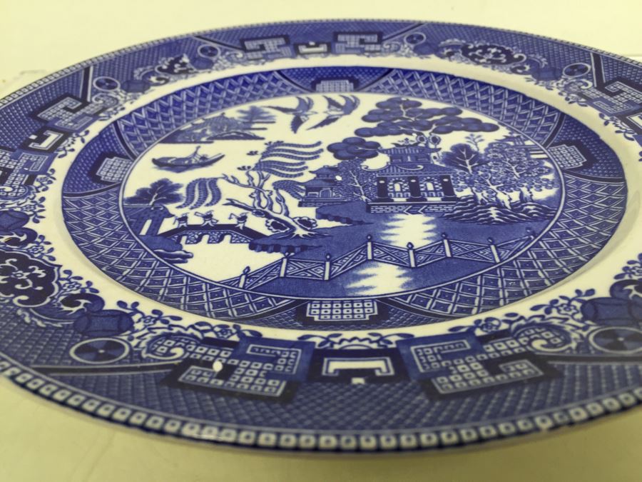 Antique Semi-Vitreous Buffalo Pottery Blue Willow Plate And Bowl Lot Dated 1907, 1909 & 1911 [Photo 7]