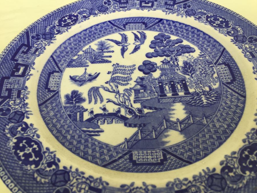 Antique Semi-Vitreous Buffalo Pottery Blue Willow Plate And Bowl Lot Dated 1907, 1909 & 1911 [Photo 20]
