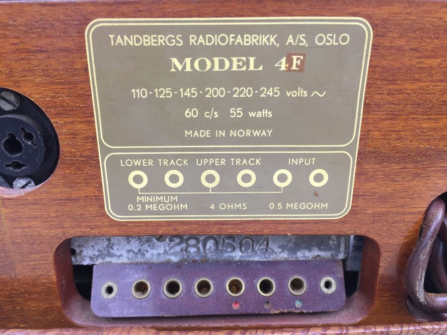 Reel To Reel Tape Recorder Tandbergs RadioFabrikk, A/S, Oslo Model 4F Made In Norway With Carrying Case And Manuals [Photo 3]