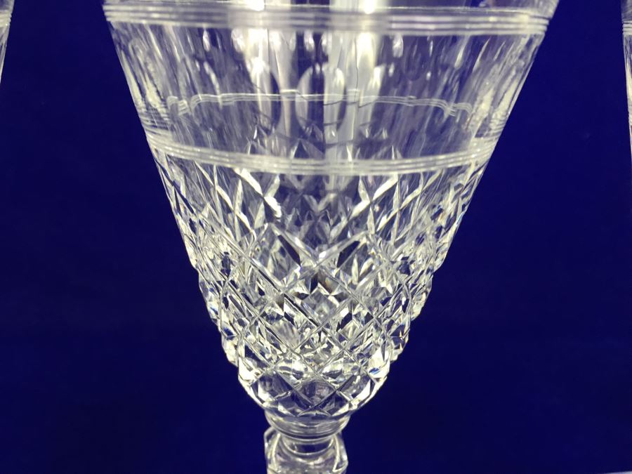 Set Of 5 Art Deco HAWKES (Steuben) Lead Crystal Stemware Glasses Square Base And Notched Stem [Photo 7]