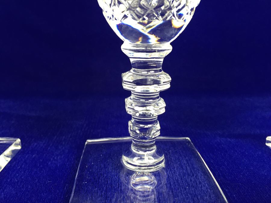 Set Of 5 Art Deco HAWKES (Steuben) Lead Crystal Stemware Glasses Square Base And Notched Stem [Photo 8]