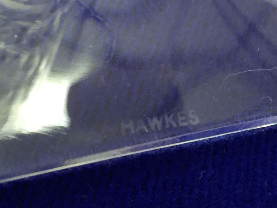 Set Of 5 Art Deco HAWKES (Steuben) Lead Crystal Stemware Glasses Square Base And Notched Stem [Photo 9]