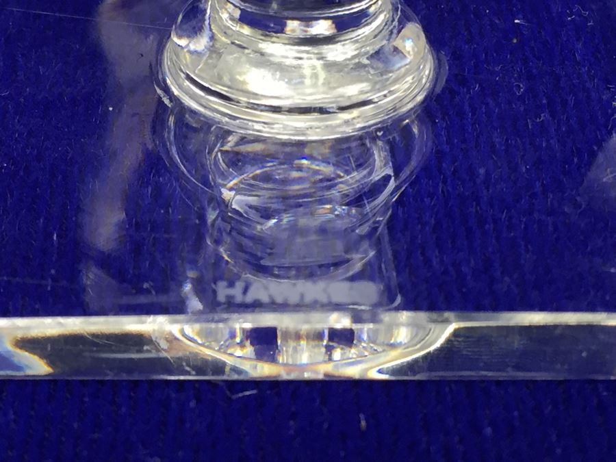 Set Of 11 Art Deco HAWKES (Steuben) Lead Crystal Stemware Glasses Square Base And Notched Stem [Photo 3]