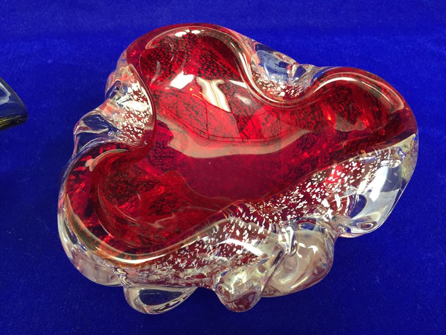Pair Of Murano Art Glass Trays Ashtrays [Photo 2]