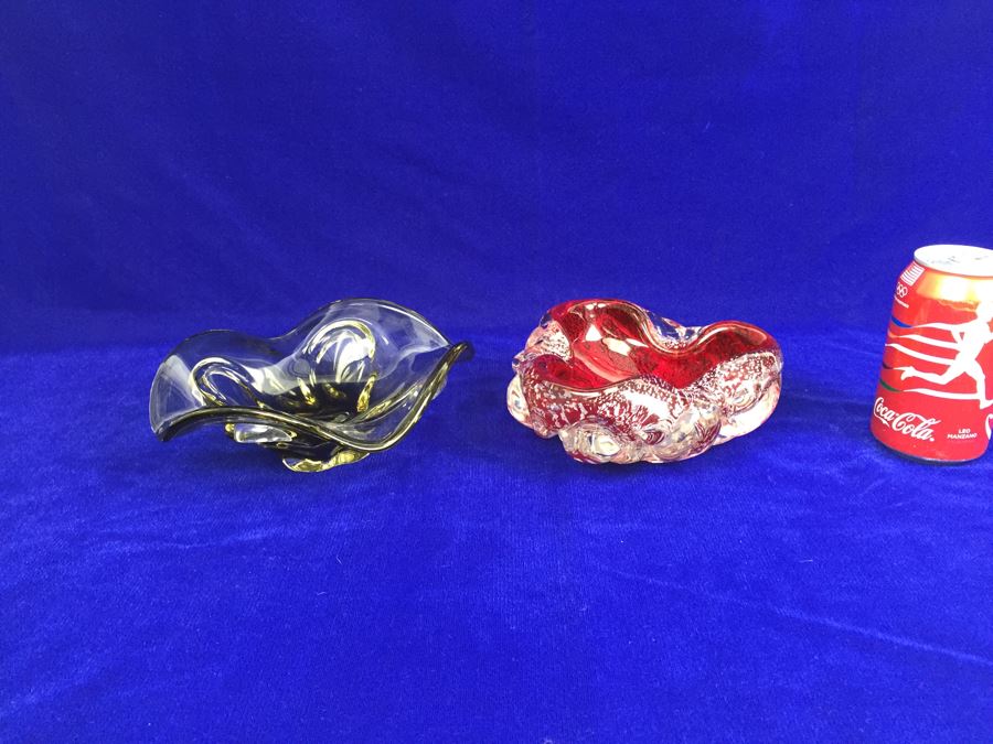 Pair Of Murano Art Glass Trays Ashtrays [Photo 4]