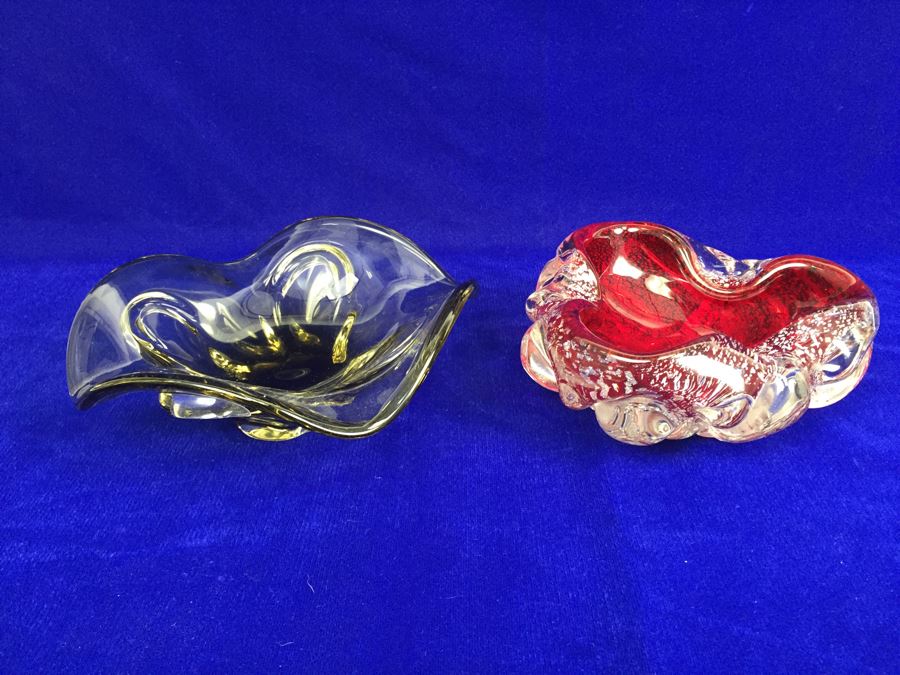 Pair Of Murano Art Glass Trays Ashtrays [Photo 1]