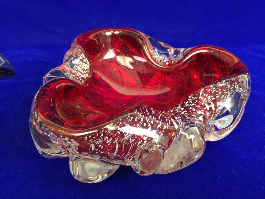 Pair Of Murano Art Glass Trays Ashtrays [Photo 5]