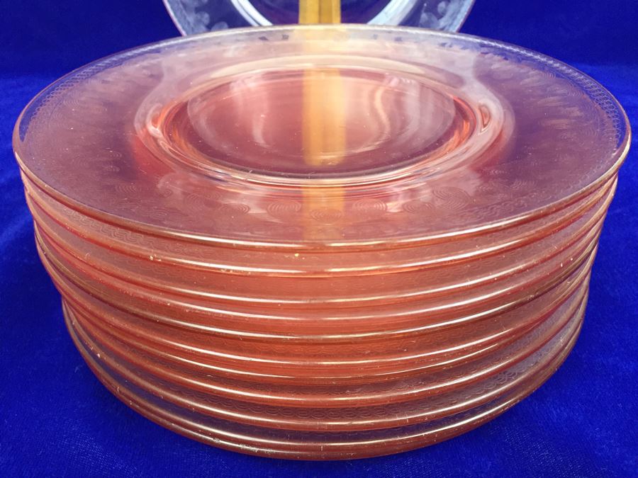 Set Of Pink Depression Glass Plates [Photo 2]
