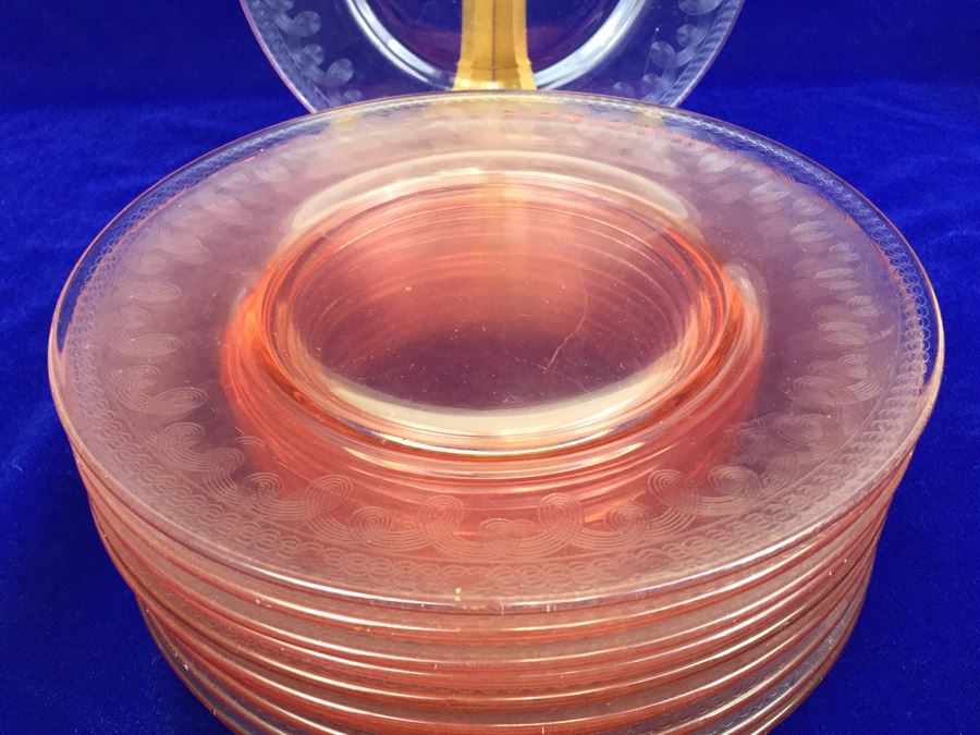 Set Of Pink Depression Glass Plates [Photo 4]