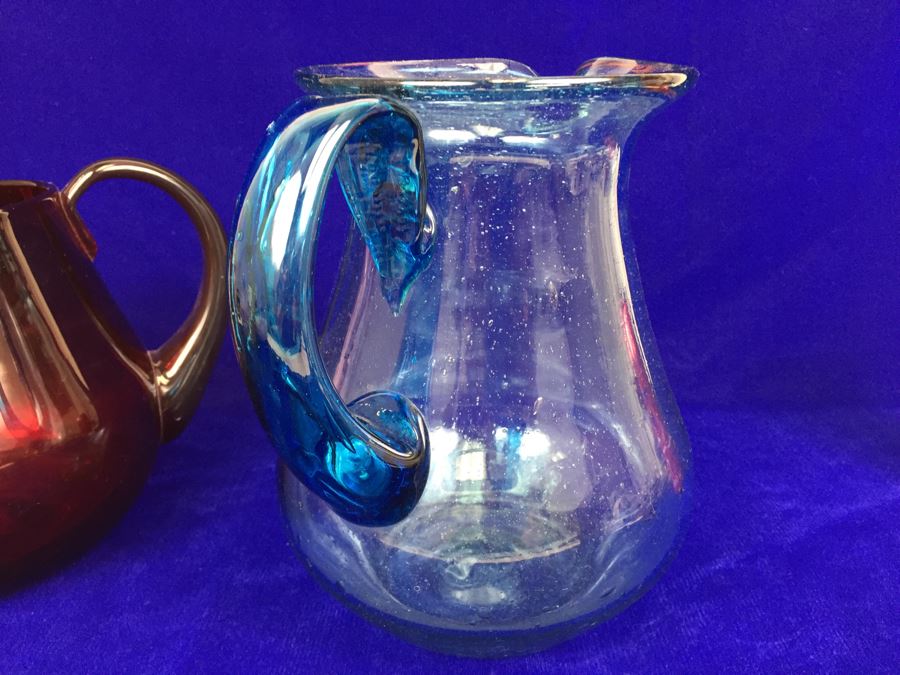 Pair Of Blown Glass Water Pitchers [Photo 6]