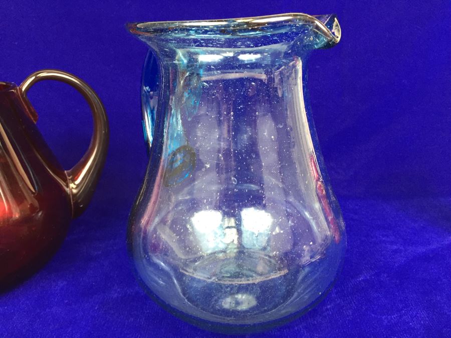 Pair Of Blown Glass Water Pitchers [Photo 7]