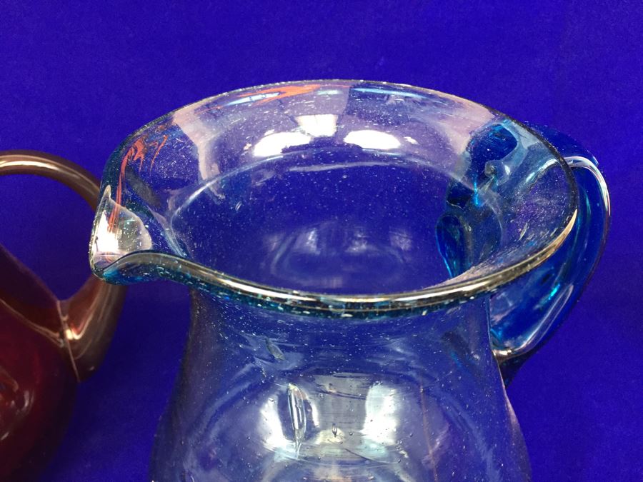 Pair Of Blown Glass Water Pitchers [Photo 4]