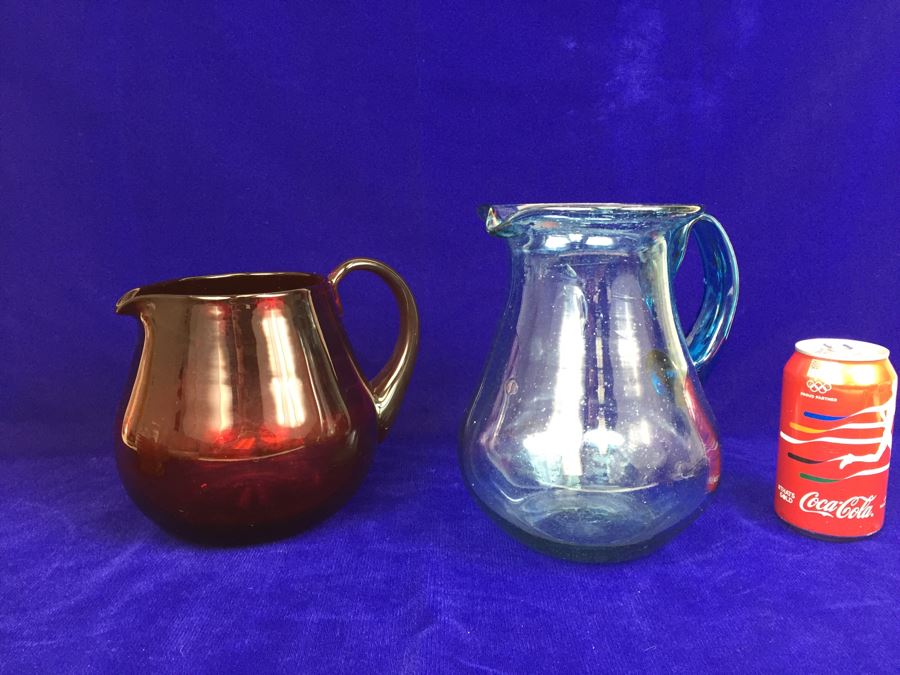 Pair Of Blown Glass Water Pitchers [Photo 1]
