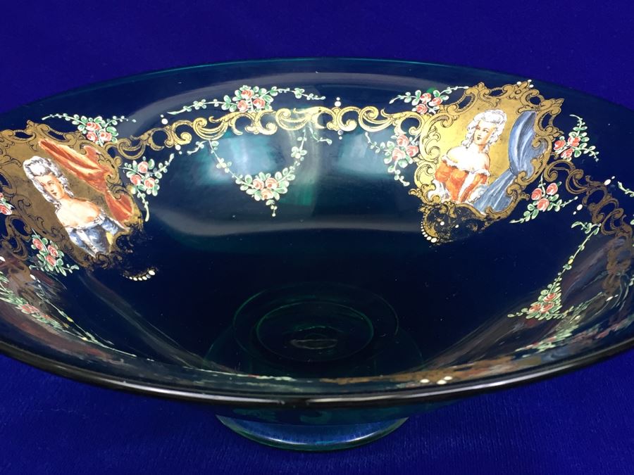 Vintage Hand Blown Glass Bowl With 3 Small Bowls [Photo 8]