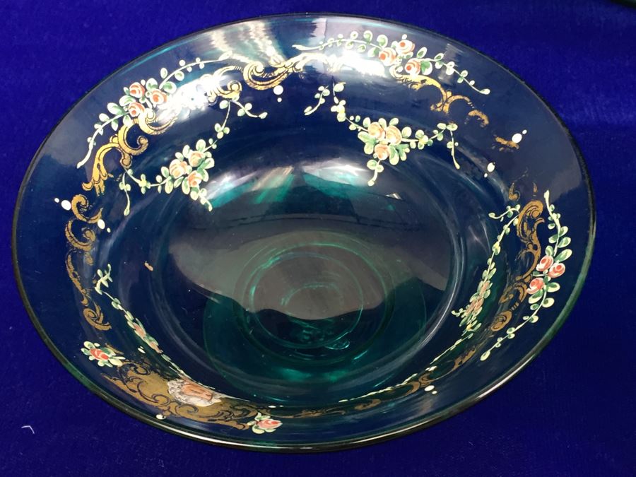 Vintage Hand Blown Glass Bowl With 3 Small Bowls [Photo 11]