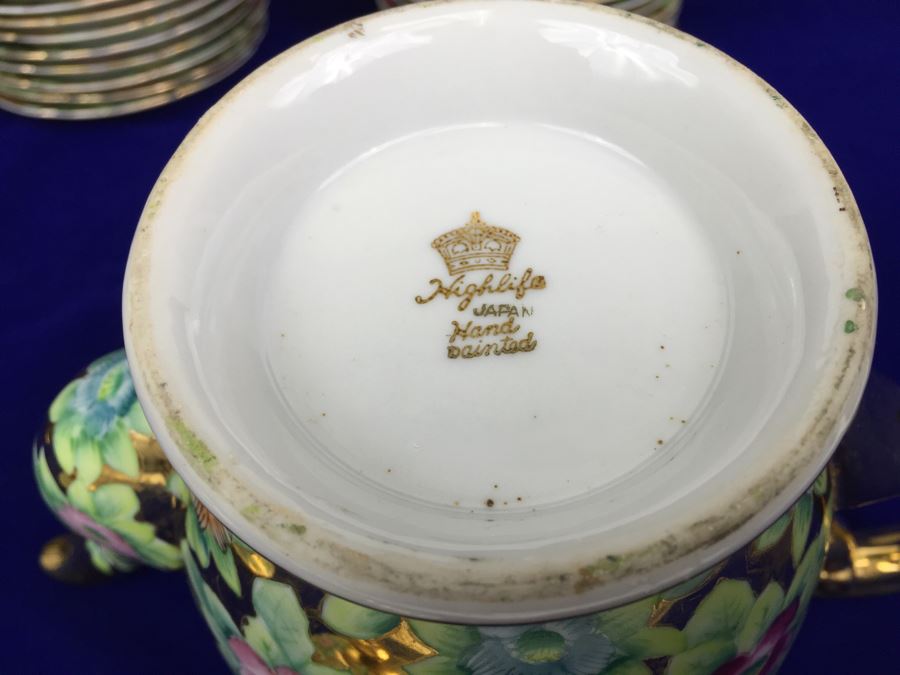 Stunning HUGE Tea Service China Set Highlife JAPAN Hand Painted [Photo 29]