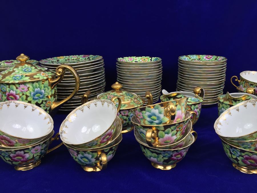 Stunning HUGE Tea Service China Set Highlife JAPAN Hand Painted [Photo 4]