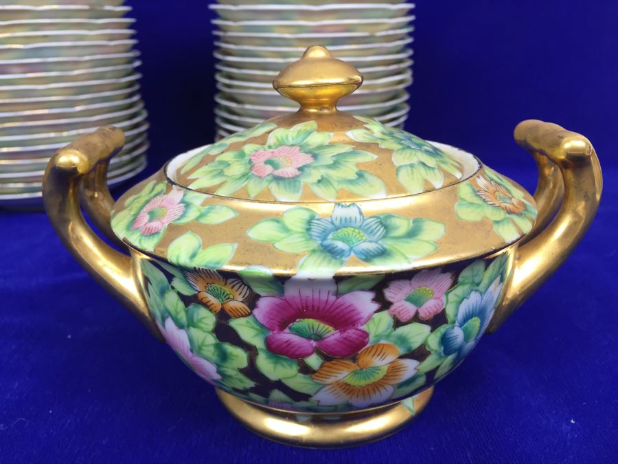 Stunning HUGE Tea Service China Set Highlife JAPAN Hand Painted [Photo 32]