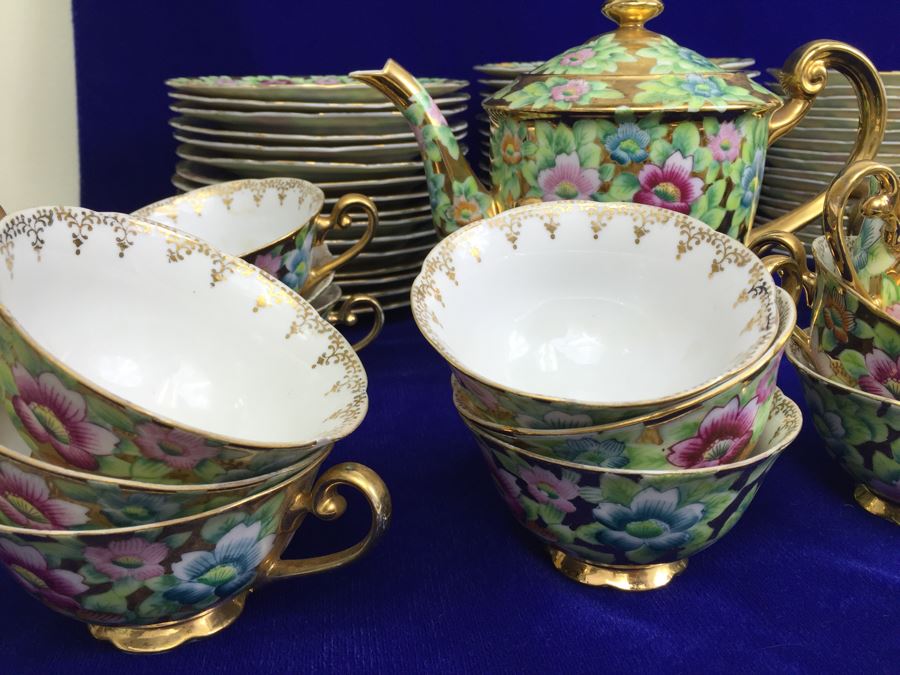 Stunning HUGE Tea Service China Set Highlife JAPAN Hand Painted [Photo 6]