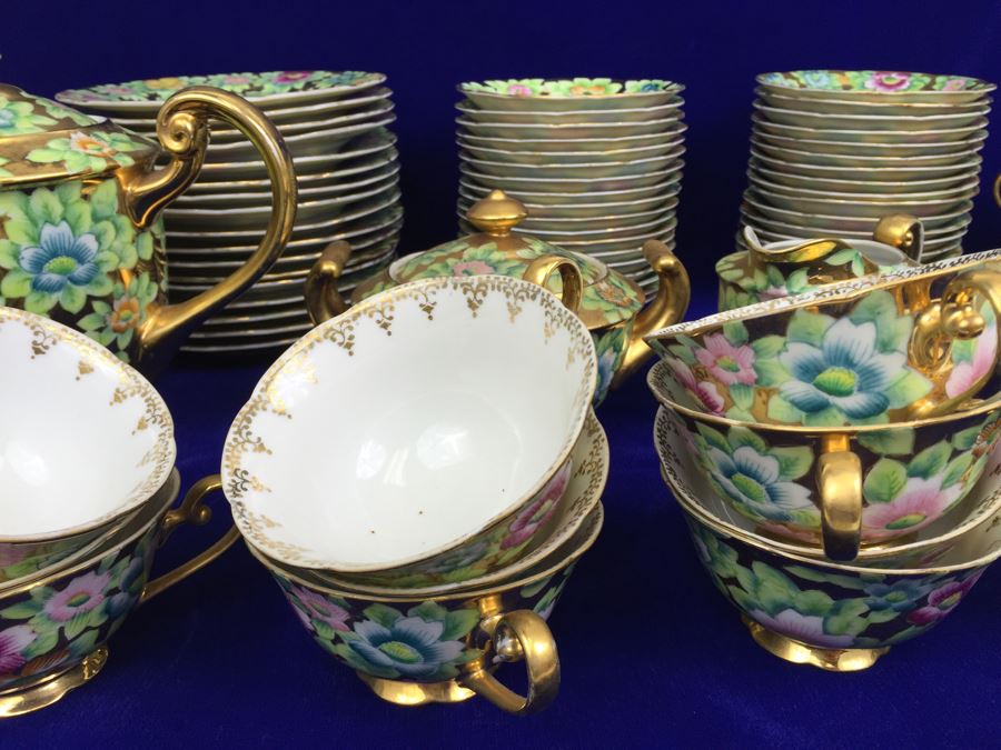 Stunning HUGE Tea Service China Set Highlife JAPAN Hand Painted [Photo 8]