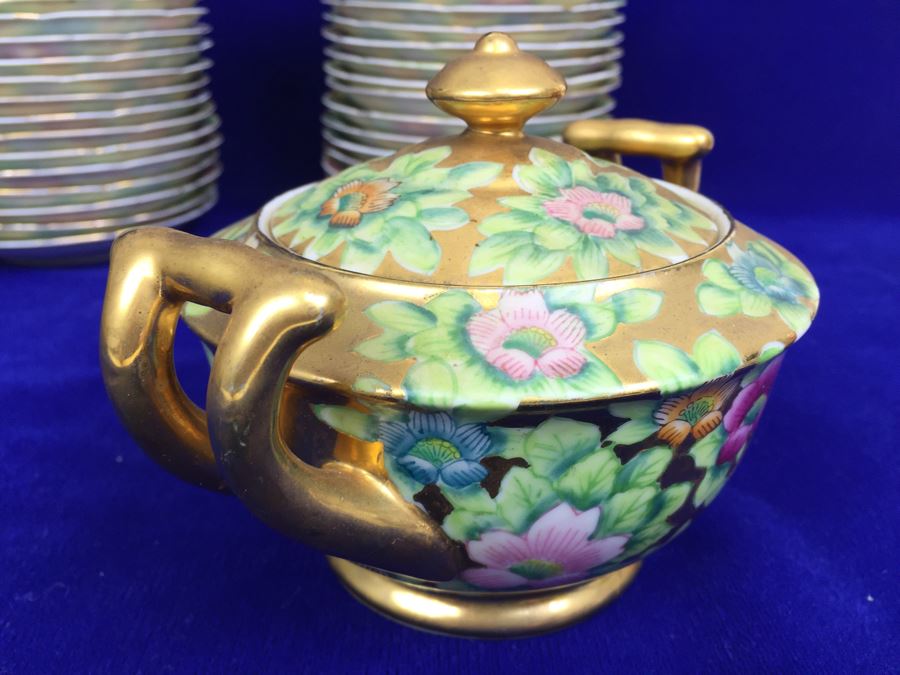 Stunning HUGE Tea Service China Set Highlife JAPAN Hand Painted [Photo 34]