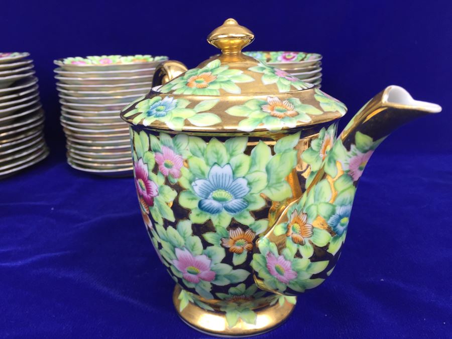 Stunning HUGE Tea Service China Set Highlife JAPAN Hand Painted [Photo 26]