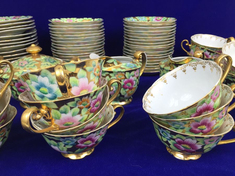 Stunning HUGE Tea Service China Set Highlife JAPAN Hand Painted [Photo 9]