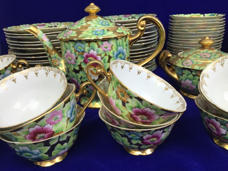 Stunning HUGE Tea Service China Set Highlife JAPAN Hand Painted [Photo 7]