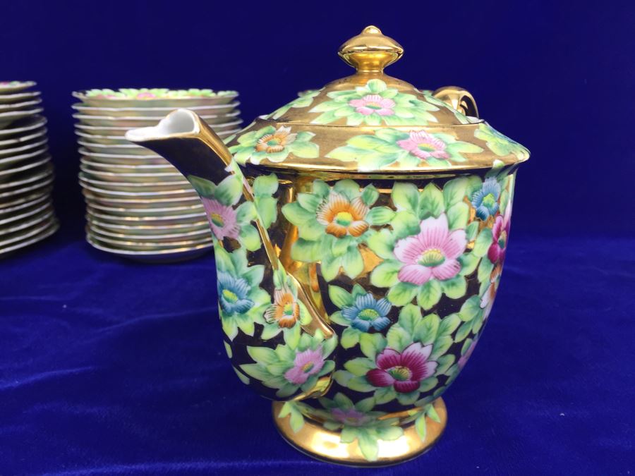 Stunning HUGE Tea Service China Set Highlife JAPAN Hand Painted [Photo 25]