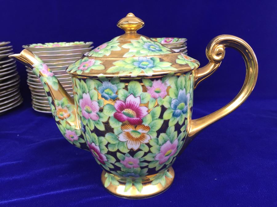 Stunning HUGE Tea Service China Set Highlife JAPAN Hand Painted [Photo 2]