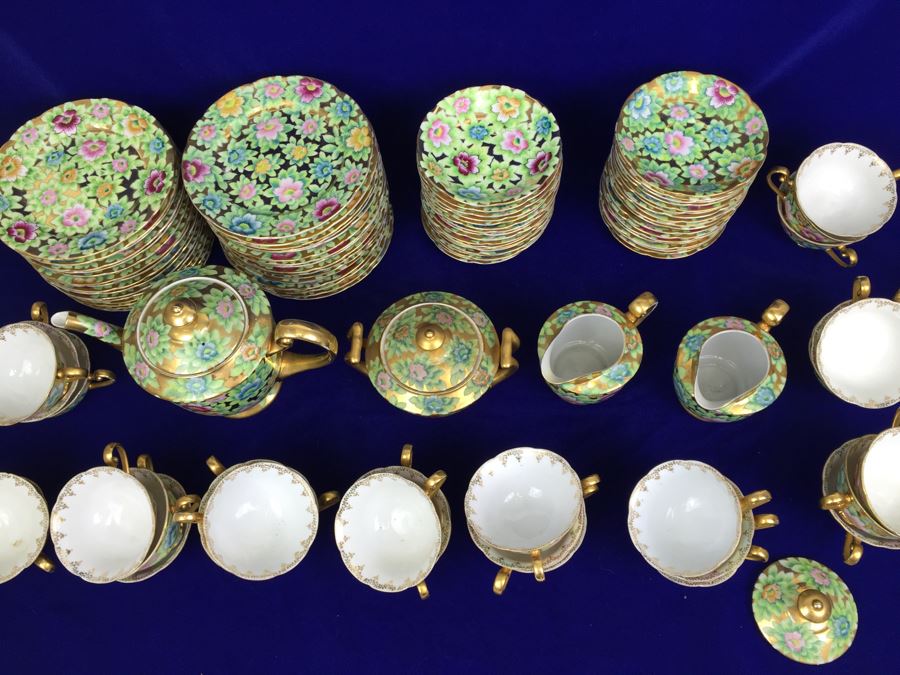 Stunning HUGE Tea Service China Set Highlife JAPAN Hand Painted [Photo 5]