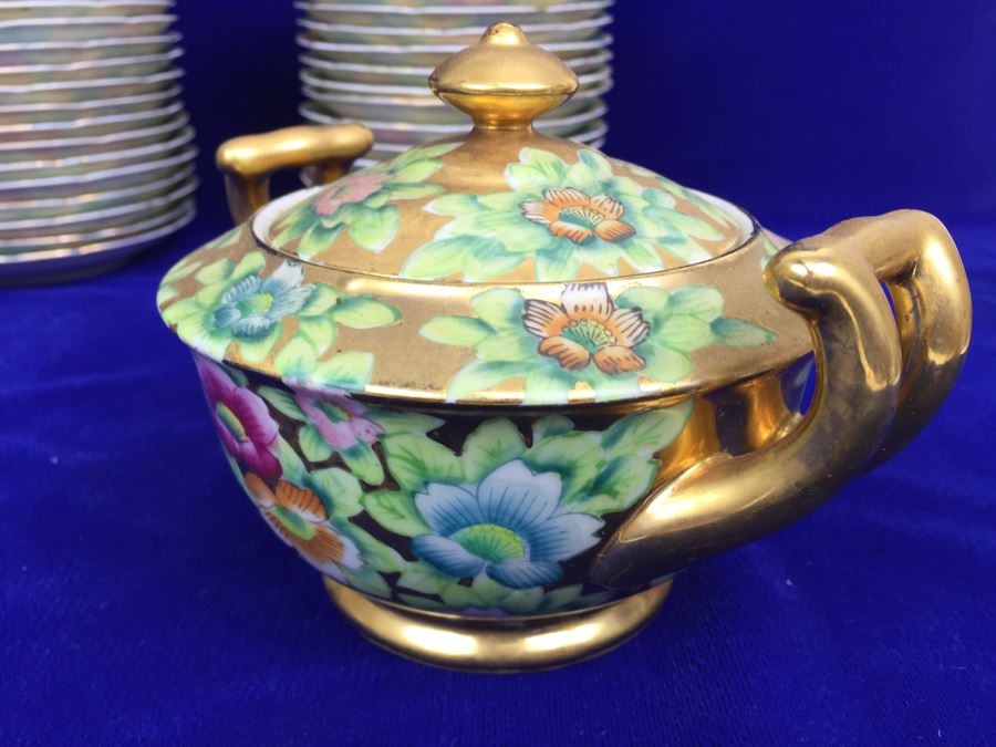 Stunning HUGE Tea Service China Set Highlife JAPAN Hand Painted [Photo 36]
