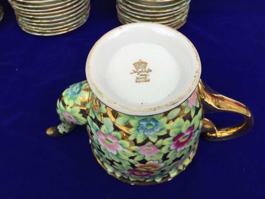 Stunning HUGE Tea Service China Set Highlife JAPAN Hand Painted [Photo 28]