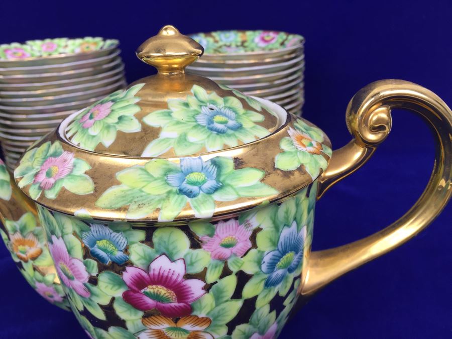 Stunning HUGE Tea Service China Set Highlife JAPAN Hand Painted [Photo 23]