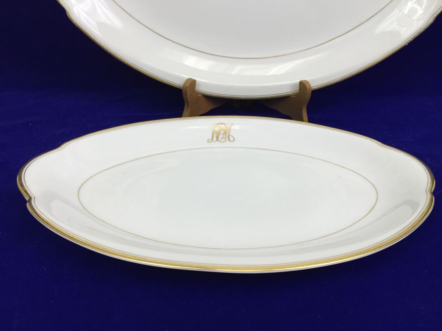 Large China Set Meito China JAPAN Hand Painted White With Gold Rim Monogramed RPM [Photo 42]