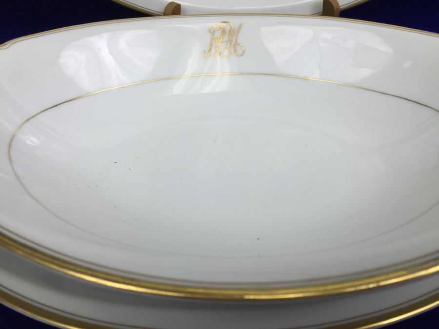 Large China Set Meito China JAPAN Hand Painted White With Gold Rim Monogramed RPM [Photo 39]