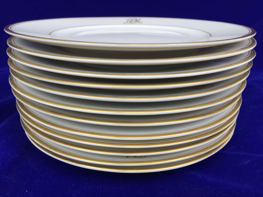 Large China Set Meito China JAPAN Hand Painted White With Gold Rim Monogramed RPM [Photo 23]